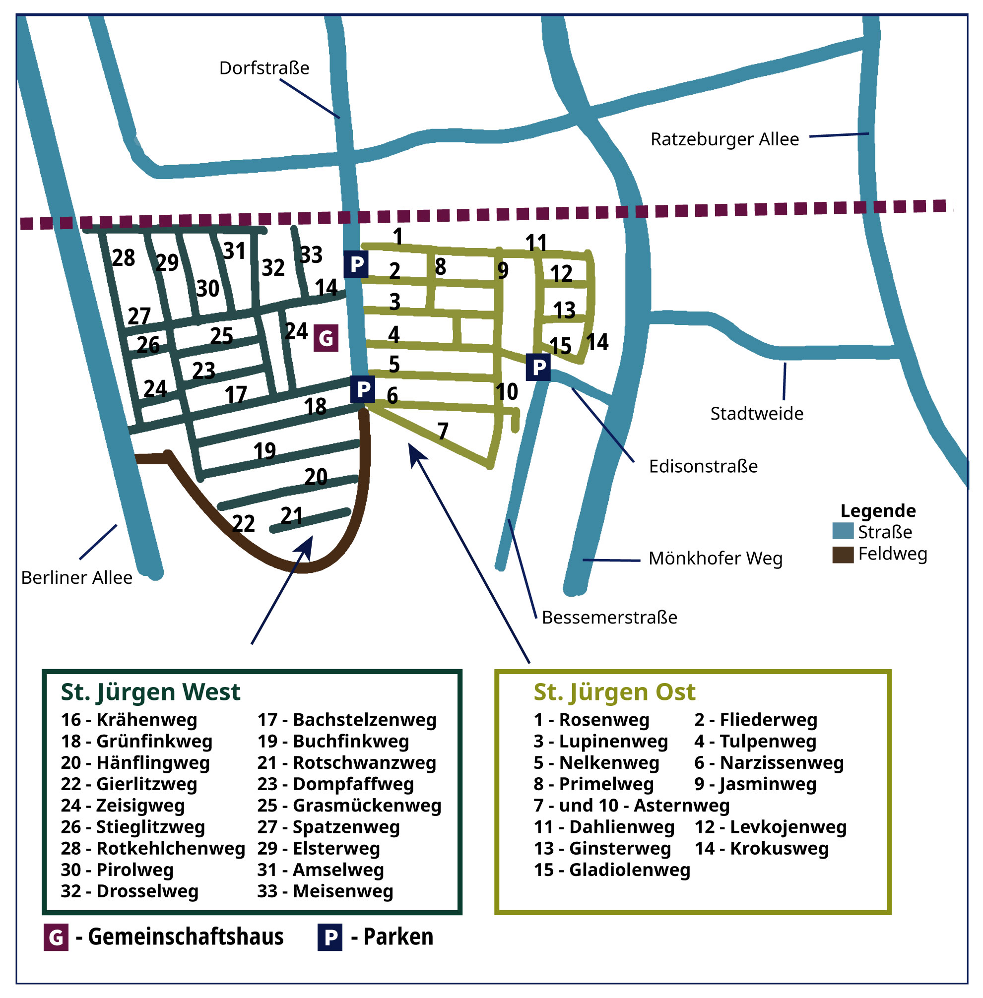 Anfahrt-st-juergen Anfahrtsbeschreibung Gartenfeld St. Jürgen West und Ost - und Wege in den Gartenfeldern